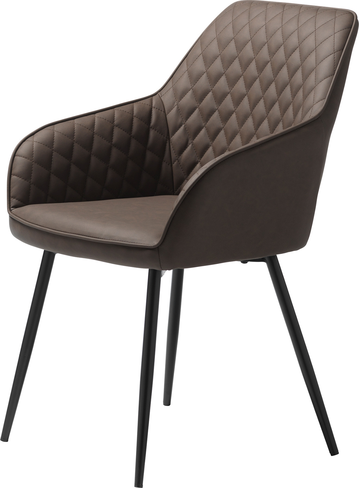 Spisebordsstol med armlæn Nordique Design Milton - brun/sort PU vintage kunstlæder, sorte metalben, H84ÃB58 cm